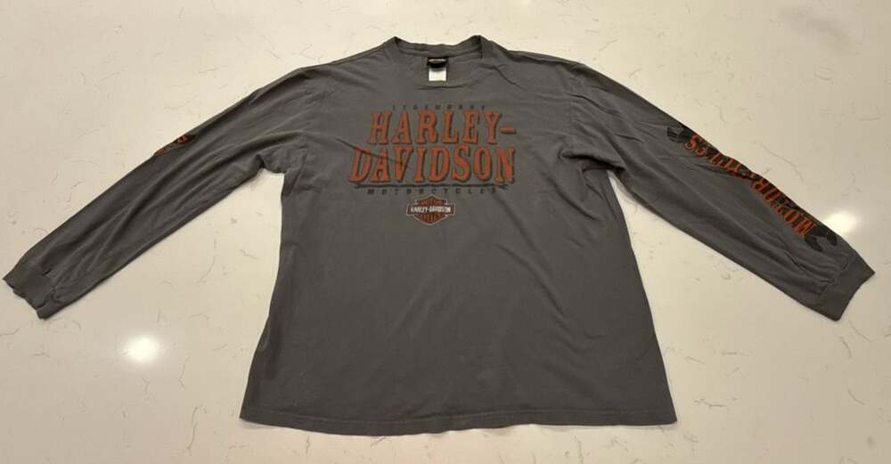 Harley Davidson Long Sleeve Shirt Size XL Gray Motorcycles